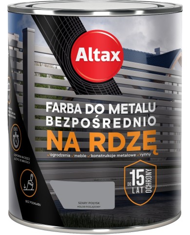 Farba do metalu 0,75 L szary połysk ALTAX - Wysoka jakość Farba do metalu 0,75 L szary połysk ALTAX - Wysoka jakość