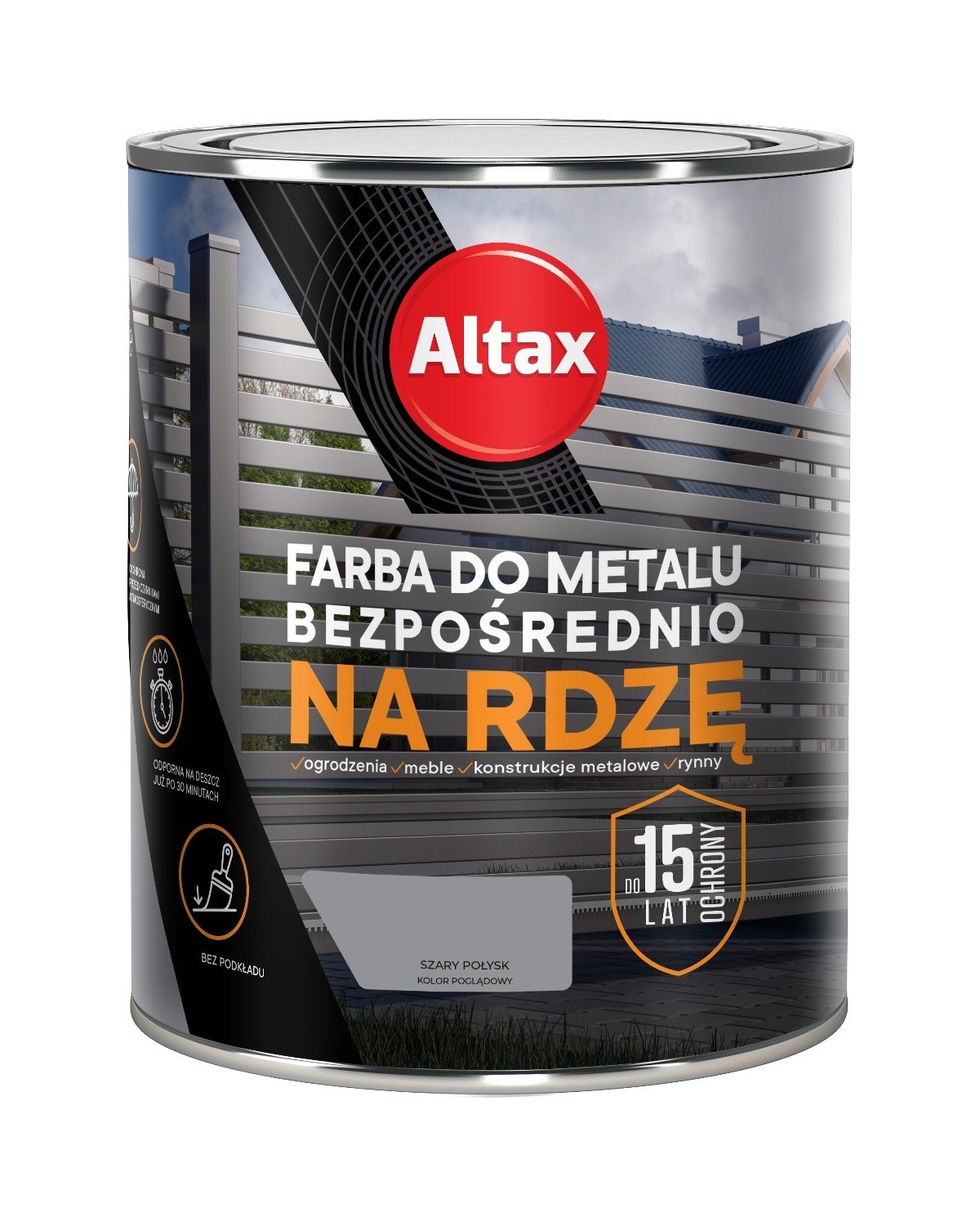 Farba do metalu 0,75 L szary połysk ALTAX - Wysoka jakość Farba do metalu 0,75 L szary połysk ALTAX - Wysoka jakość