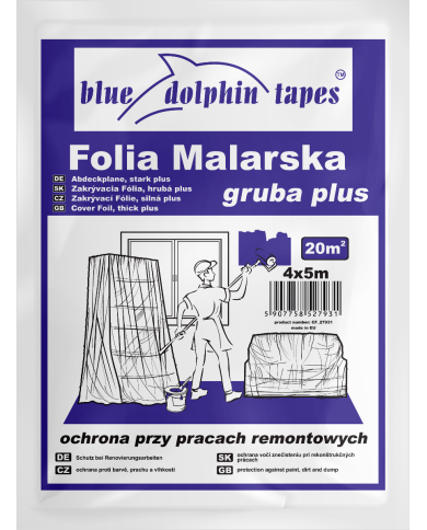 Folia malarska Gruba Plus 4x5 m - BLUEDOLPHIN | Najlepsza jakość Folia malarska Gruba Plus 4x5 m - BLUEDOLPHIN | Najlepsza jakość