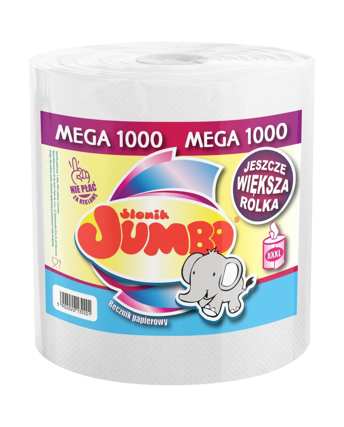 Ręcznik papierowy SŁONIK JUMBO 1000 - 2-warstwowy, 1 rolka