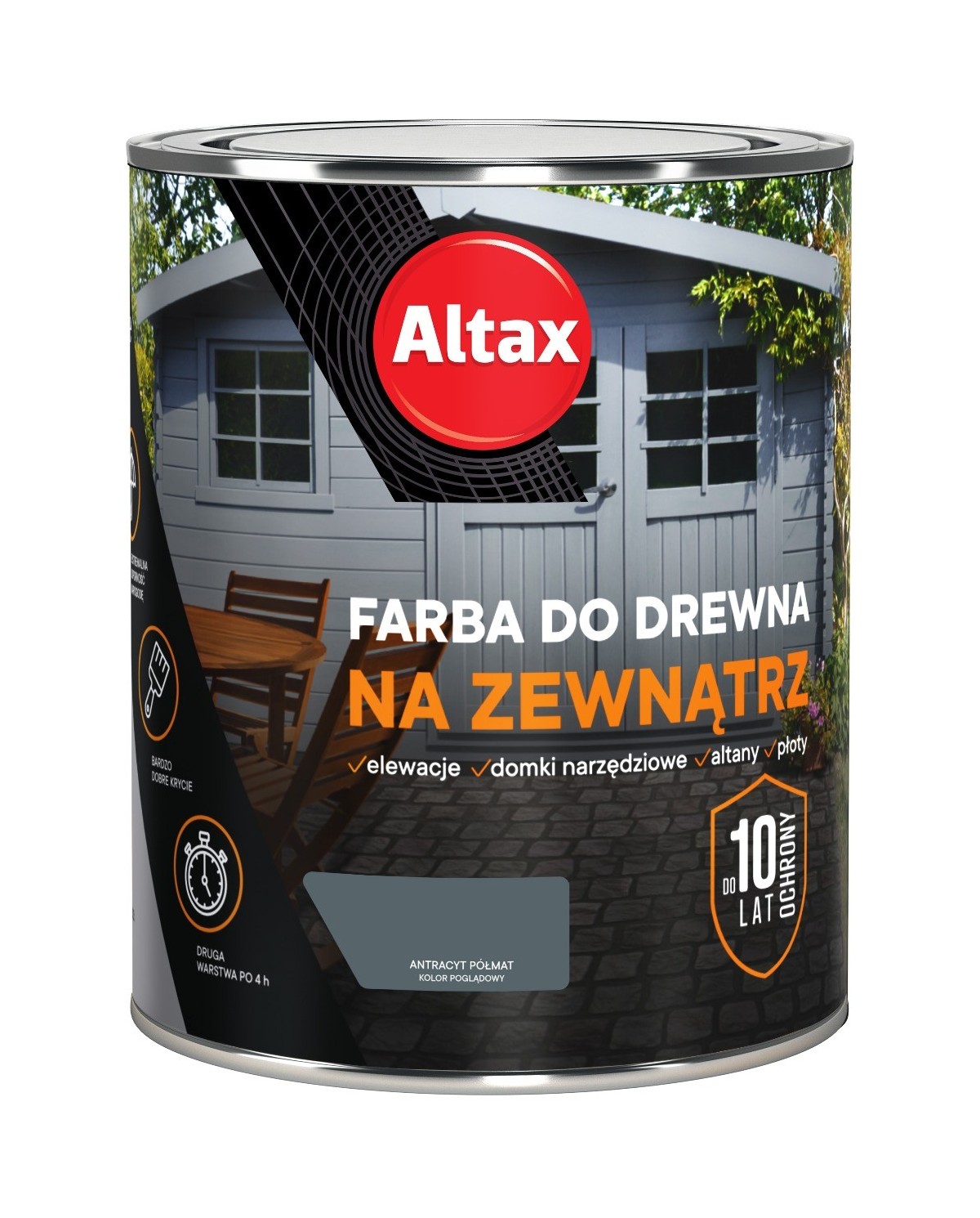 Farba do drewna na zewnątrz 0,75 L antracyt ALTAX - trwałość i styl Farba do drewna na zewnątrz 0,75 L antracyt ALTAX - trwałość i styl