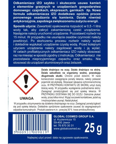 Odkamieniacz do AGD 25g - Skuteczna saszetka IZO Odkamieniacz do AGD 25g - Skuteczna saszetka IZO