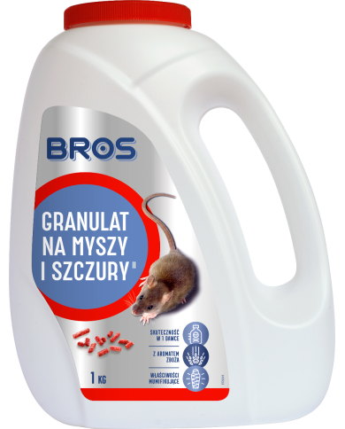 Granulat na myszy i szczury 1 kg BROS - Skuteczna ochrona Granulat na myszy i szczury 1 kg BROS - Skuteczna ochrona