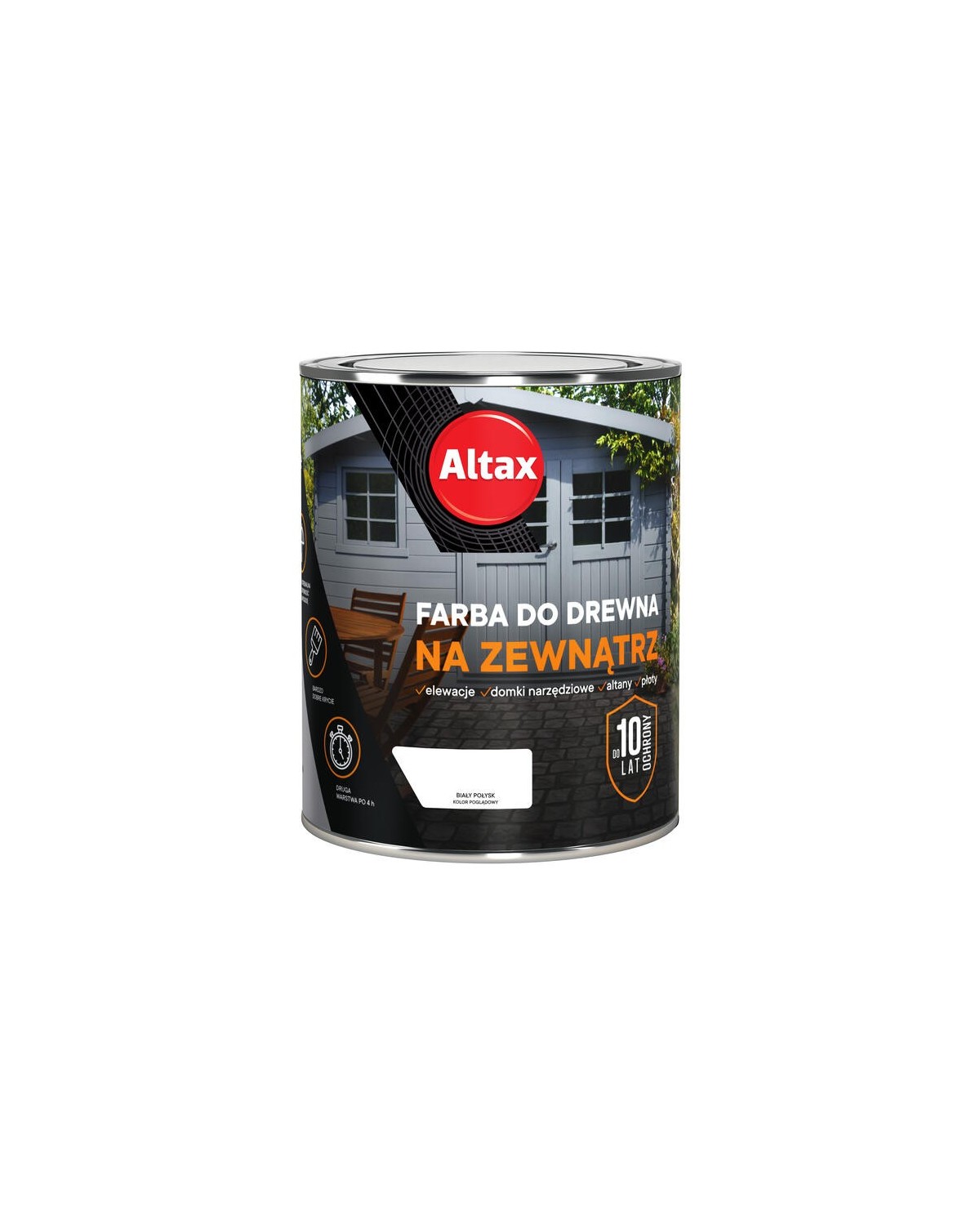 ALTAX Farba do drewna na zewnątrz 750 ML - Biały Połysk ALTAX Farba do drewna na zewnątrz 750 ML - Biały Połysk
