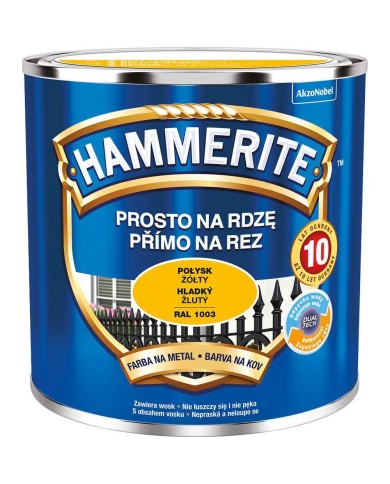 HAMMERITE Połysk Żółty 0,25L - Farba do metalu i drewna HAMMERITE Połysk Żółty 0,25L - Farba do metalu i drewna