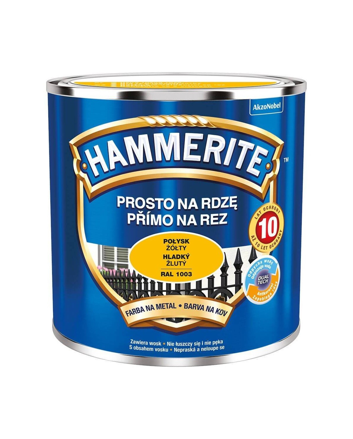 HAMMERITE Połysk Żółty 0,25L - Farba do metalu i drewna HAMMERITE Połysk Żółty 0,25L - Farba do metalu i drewna