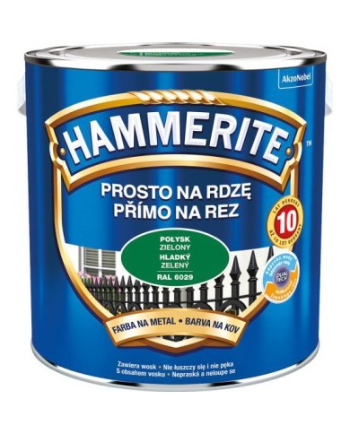 HAMMERITE Połysk Zielony 2,5L - Farba do metalu i drewna HAMMERITE Połysk Zielony 2,5L - Farba do metalu i drewna