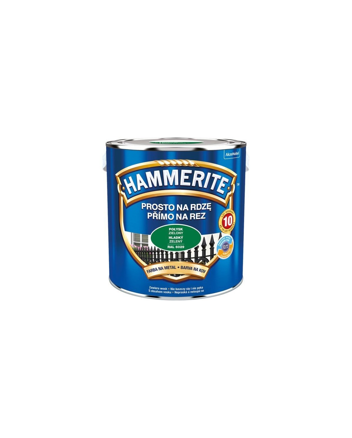 HAMMERITE Połysk Zielony 2,5L - Farba do metalu i drewna HAMMERITE Połysk Zielony 2,5L - Farba do metalu i drewna