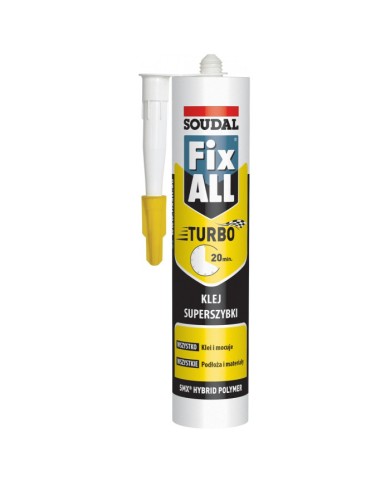 Klej hybrydowy Soudal FIXALL 290ml TURBO biały - wysoka jakość Klej hybrydowy Soudal FIXALL 290ml TURBO biały - wysoka jakość