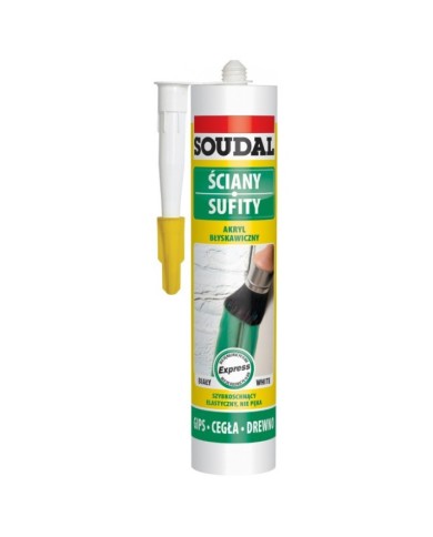 SOUDAL Akryl EXPRESS ACRYL biały 280 mL - Szybkie schnięcie SOUDAL Akryl EXPRESS ACRYL biały 280 mL - Szybkie schnięcie