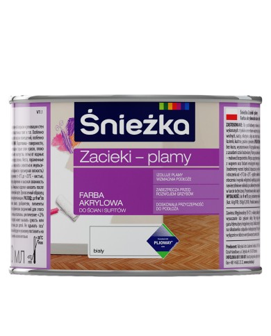 Farba akrylowa ŚNIEŻKA 0,4 L na zacieki i plamy - wysoka jakość Farba akrylowa ŚNIEŻKA 0,4 L na zacieki i plamy - wysoka jakość