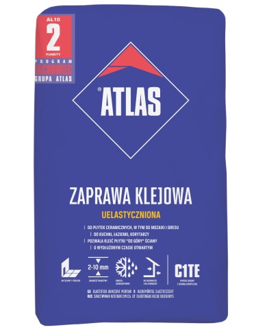 Zaprawa klejowa uelastyczniona 10 kg ATLAS - Wysoka jakość Zaprawa klejowa uelastyczniona 10 kg ATLAS - Wysoka jakość