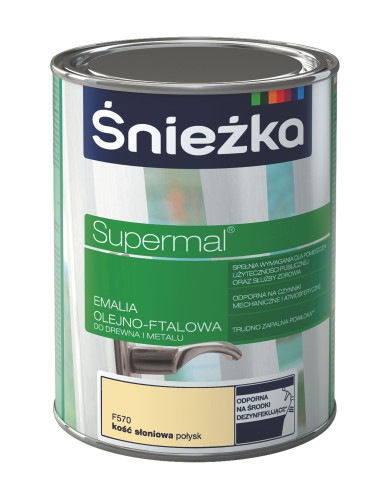 Farba do drewna i metalu Supermal 0,8 L kość słoniowa ŚNIEŻKA Farba do drewna i metalu Supermal 0,8 L kość słoniowa ŚNIEŻKA