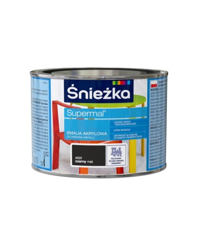 Farba Supermal A500 czarny mat 0,4 L - ŚNIEŻKA | Akrylowa jakość Farba Supermal A500 czarny mat 0,4 L - ŚNIEŻKA | Akrylowa jakość