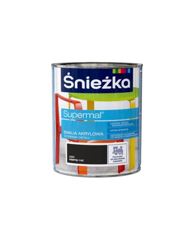 Supermal A500 czarny mat 0,8L - Akrylowa farba do wnętrz Supermal A500 czarny mat 0,8L - Akrylowa farba do wnętrz