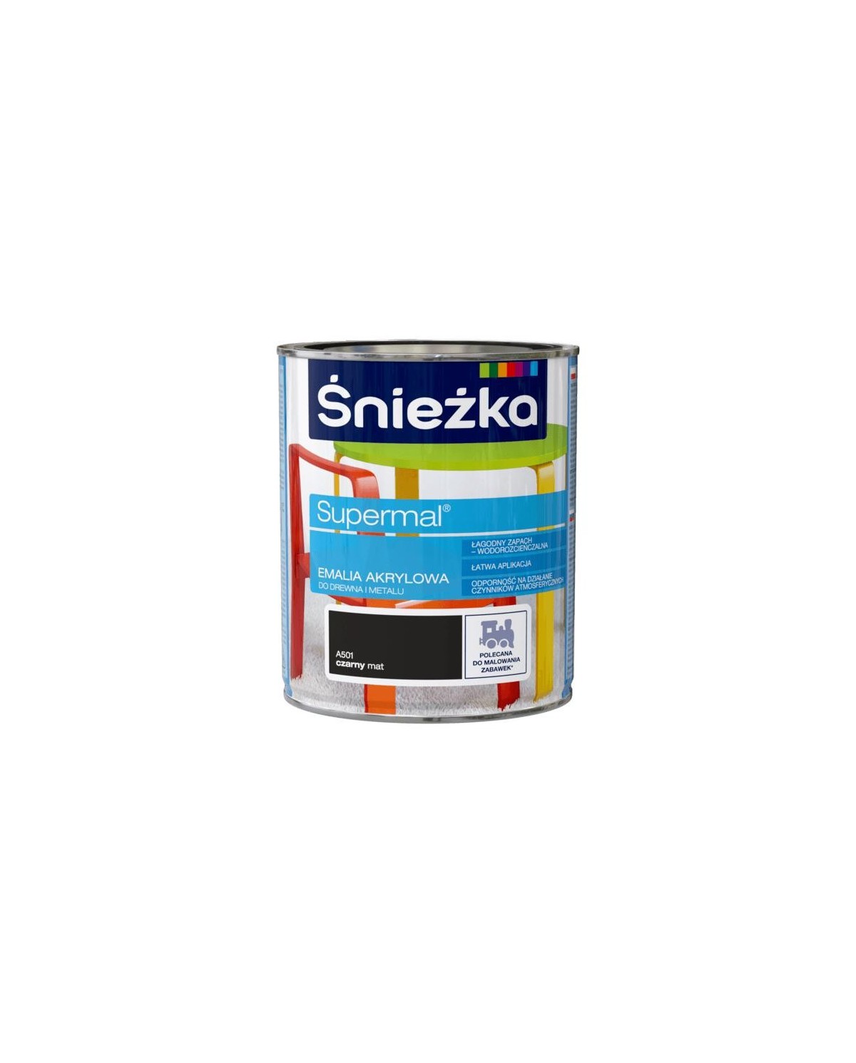 Supermal A500 czarny mat 0,8L - Akrylowa farba do wnętrz Supermal A500 czarny mat 0,8L - Akrylowa farba do wnętrz