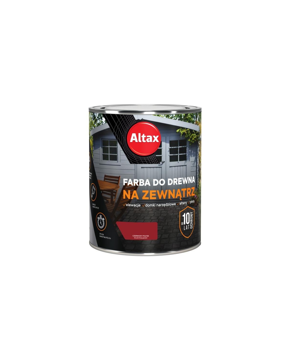ALTAX Farba do drewna na zewnątrz 750ml - Czerwony kolor ALTAX Farba do drewna na zewnątrz 750ml - Czerwony kolor