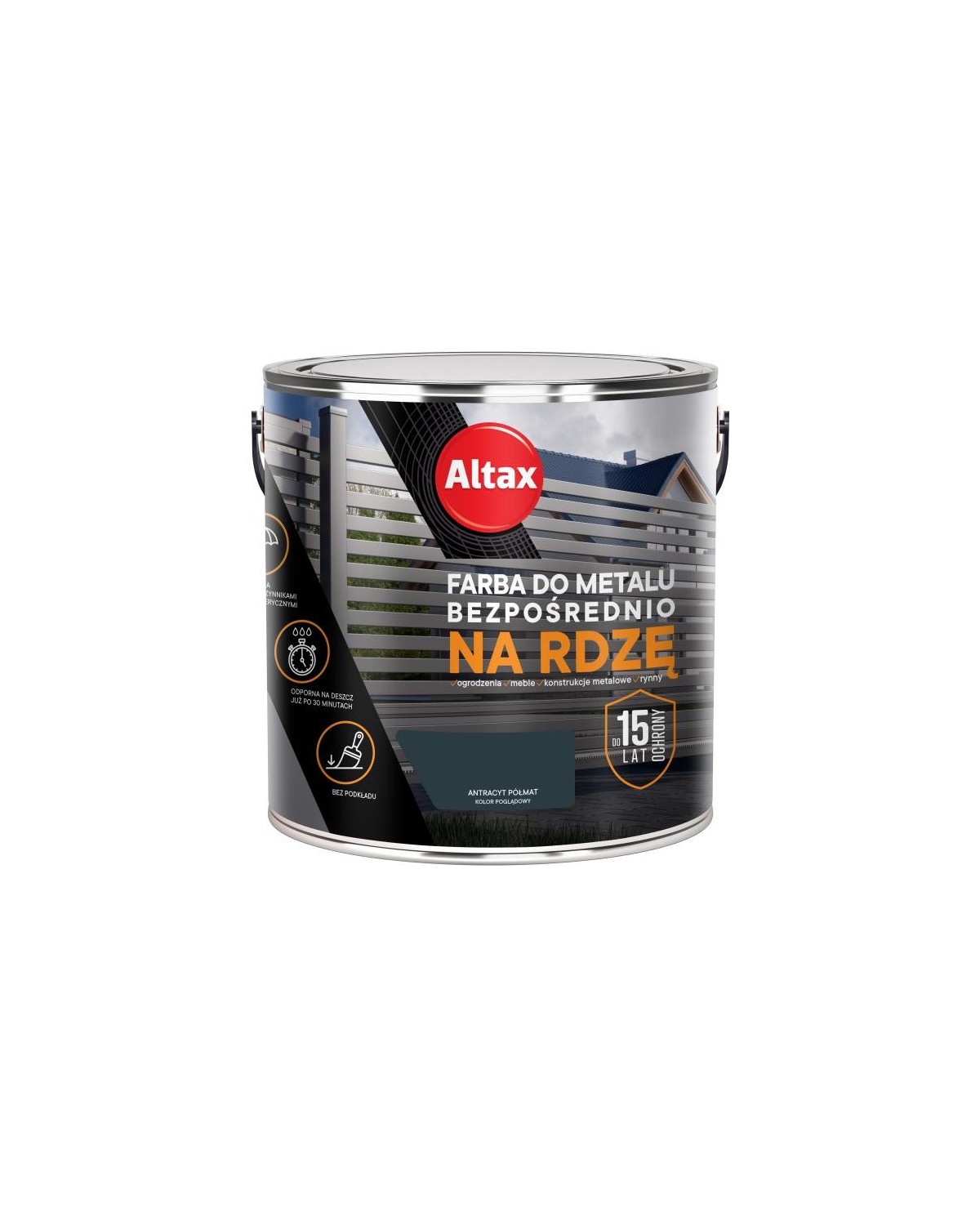ALTAX Farba do metalu 2,5 L Antracyt Półmat - Wysoka Jakość