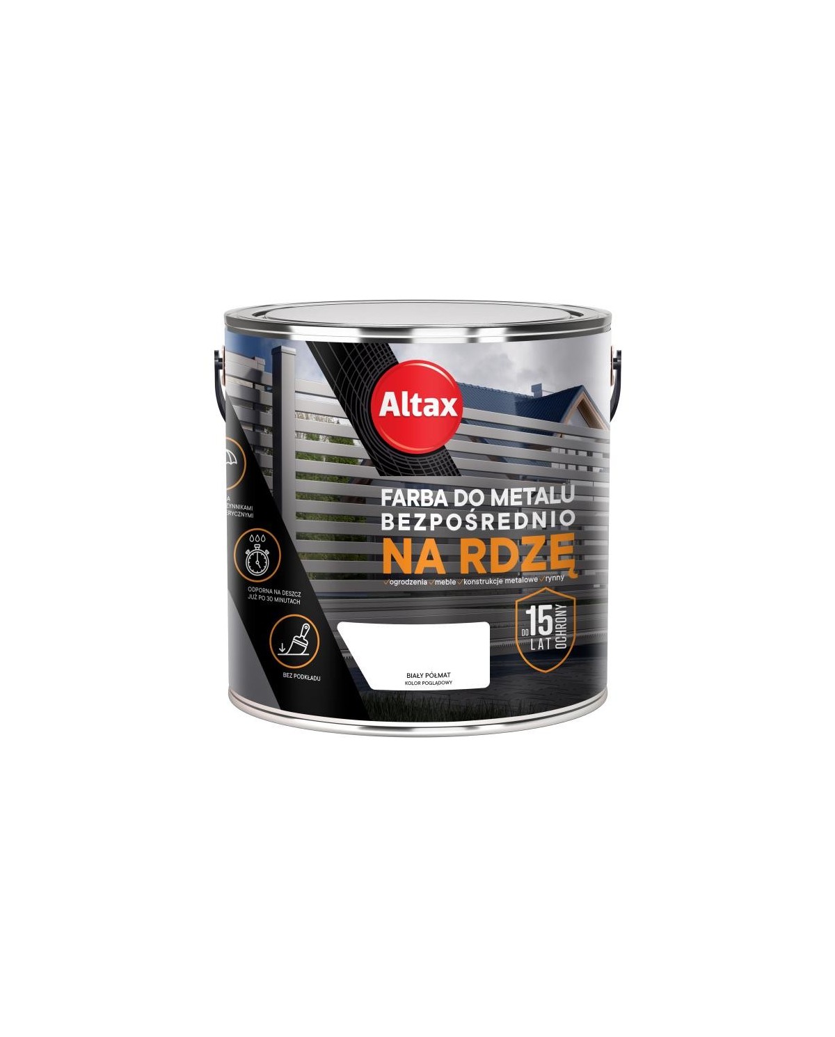 ALTAX Farba do metalu 2,5 L BIAŁY PÓŁMAT - Wysoka jakość! ALTAX Farba do metalu 2,5 L BIAŁY PÓŁMAT - Wysoka jakość!