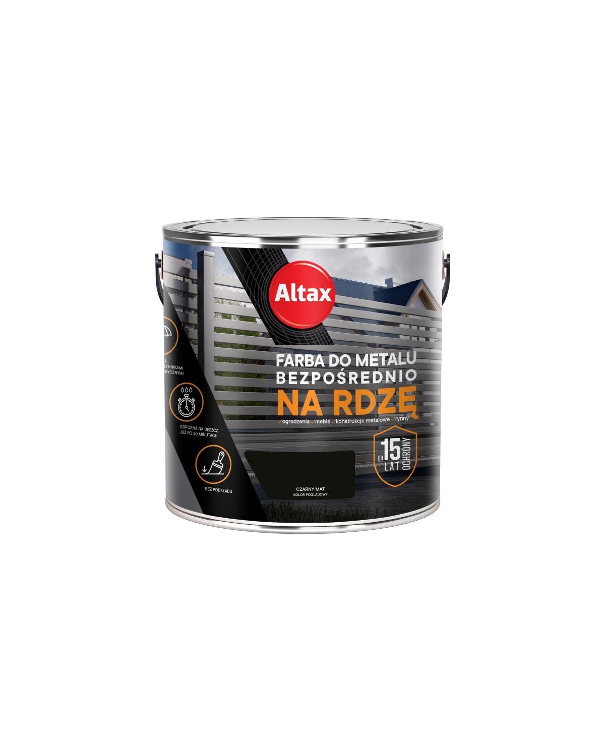ALTAX Farba do metalu 2,5 L - Czarny Mat - Wysoka Jakość