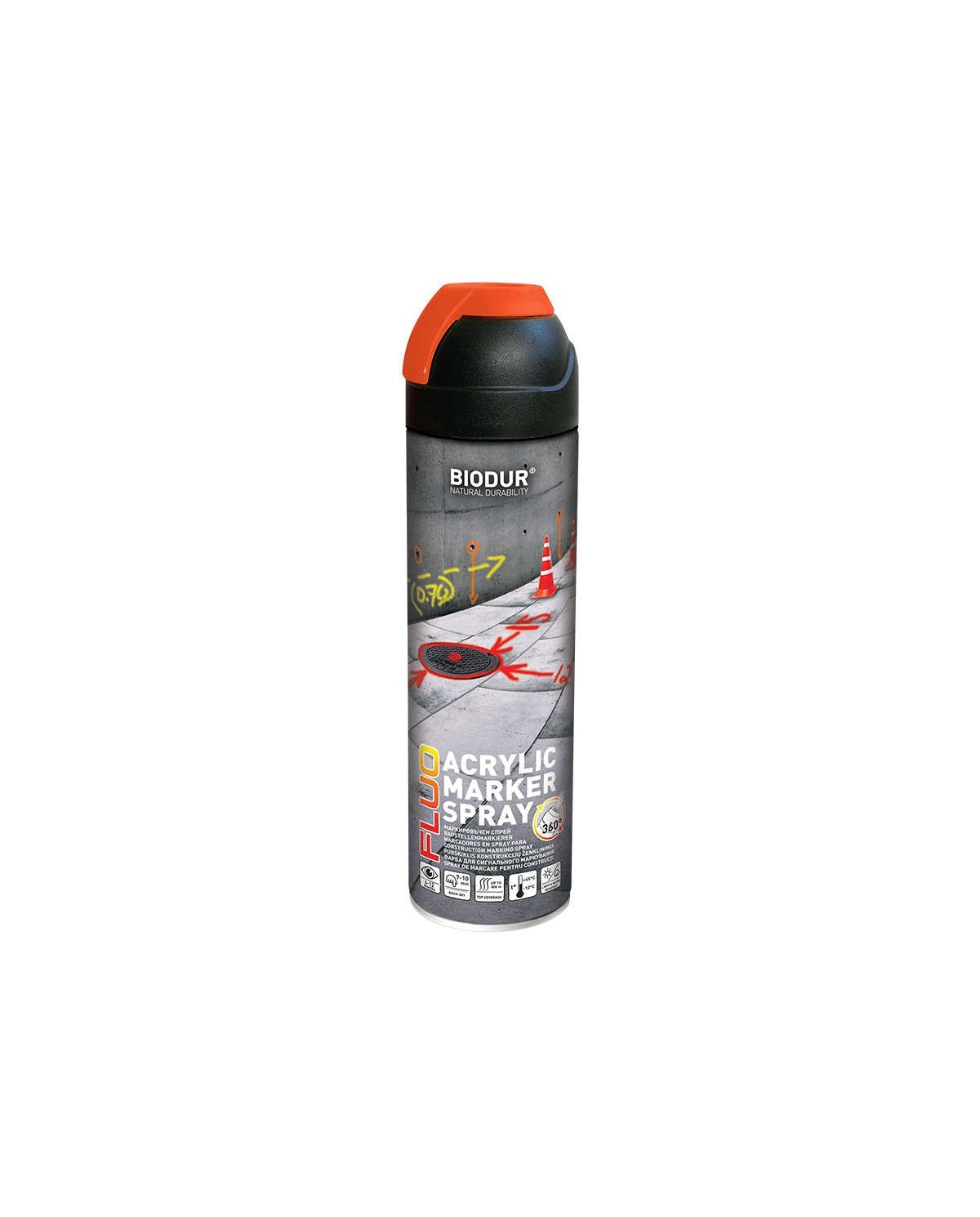 BIODUR marker budowlany fluo 500ml pomarańcz - Wysoka widoczność BIODUR marker budowlany fluo 500ml pomarańcz - Wysoka widoczność