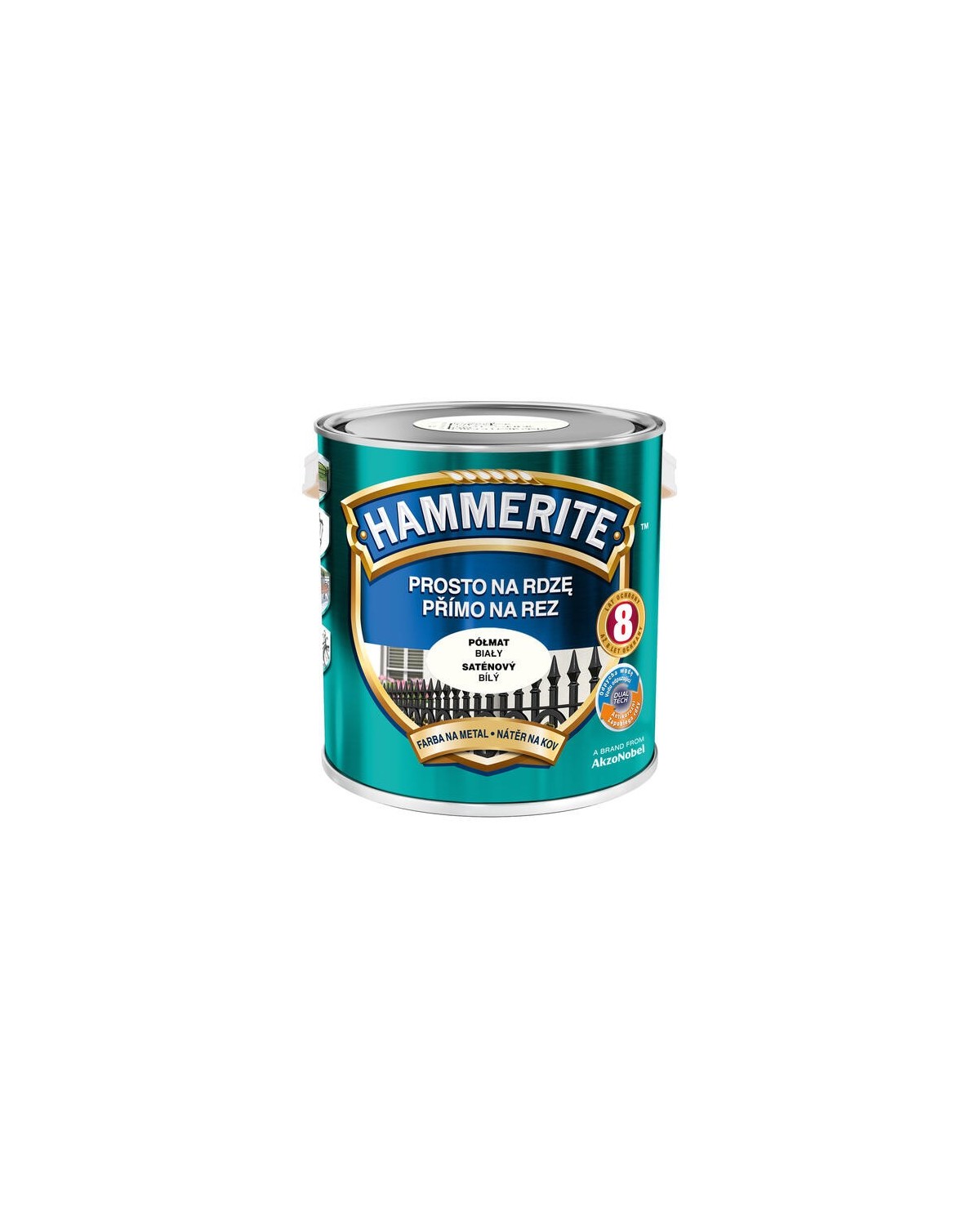 HAMMERITE Półmat Biały 2,5L - Farba do metalu i drewna HAMMERITE Półmat Biały 2,5L - Farba do metalu i drewna