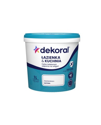 Farba do łazienki i kuchni DEKORAL 1L - Biały kolor Farba do łazienki i kuchni DEKORAL 1L - Biały kolor