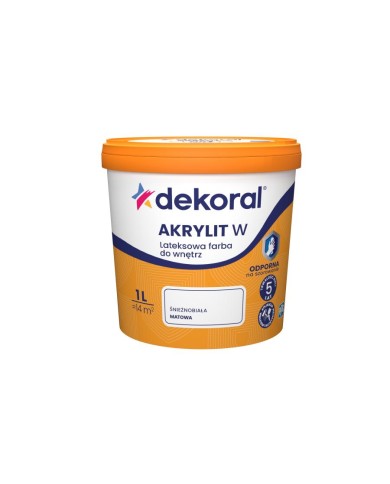 Farba śnieżnobiała 1 L DEKORAL - idealna do ścian i sufitów Farba śnieżnobiała 1 L DEKORAL - idealna do ścian i sufitów