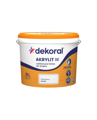 Farba Akrylowa DEKORAL W Śnieżnobiały 10L - Idealna do Ścian Farba Akrylowa DEKORAL W Śnieżnobiały 10L - Idealna do Ścian