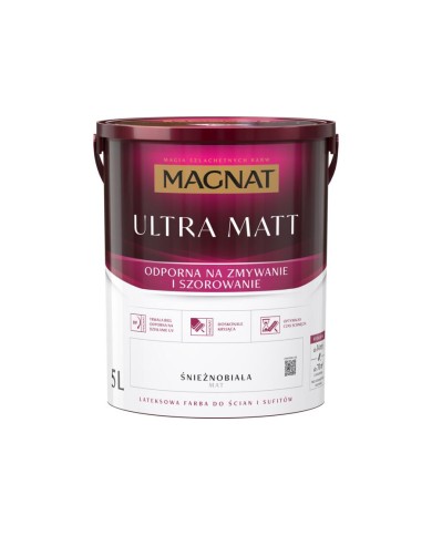 Farba lateksowa Ultra Matt 5L MAGNAT - Biała do ścian i sufitów