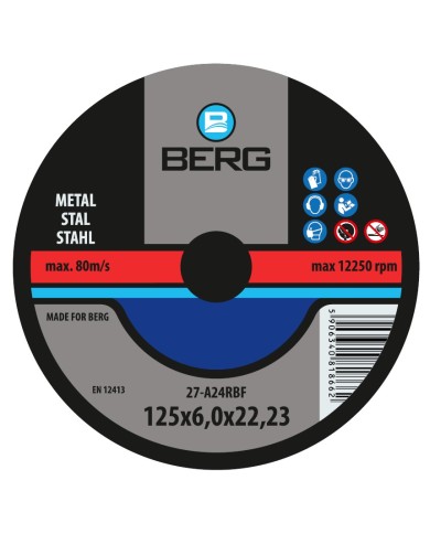 Tarcza Ściernica do Szlifowania Metal 125x6.0x22 BERG - Wysoka Jakość Tarcza Ściernica do Szlifowania Metal 125x6.0x22 BERG - Wysoka Jakość
