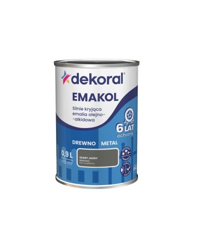 Emalia ftalowa Emakol Strong szary jasny matowy 0,9 L - DEKORAL Emalia ftalowa Emakol Strong szary jasny matowy 0,9 L - DEKORAL