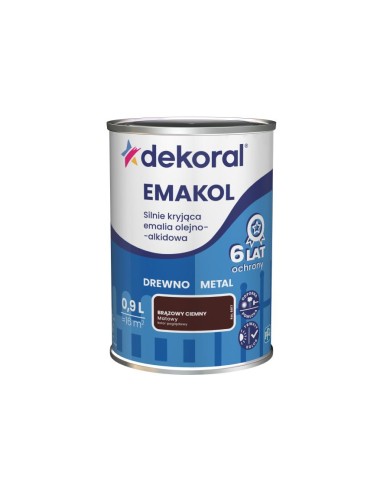 Emalia Ftalowa Emakol Strong Brązowy Ciemny Mat 0,9 L - DEKORAL Emalia Ftalowa Emakol Strong Brązowy Ciemny Mat 0,9 L - DEKORAL