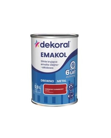 Emalia ftalowa Emakol Strong 0,9 L - Czerwony Karminowy DEKORAL Emalia ftalowa Emakol Strong 0,9 L - Czerwony Karminowy DEKORAL