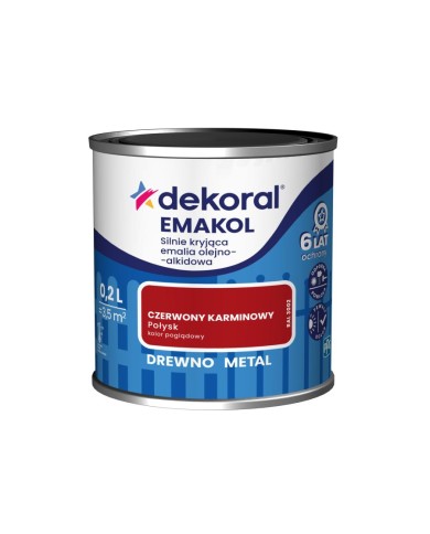 Emalia ftalowa Emakol Strong 0,2 L - Czerwony Karminowy DEKORAL Emalia ftalowa Emakol Strong 0,2 L - Czerwony Karminowy DEKORAL