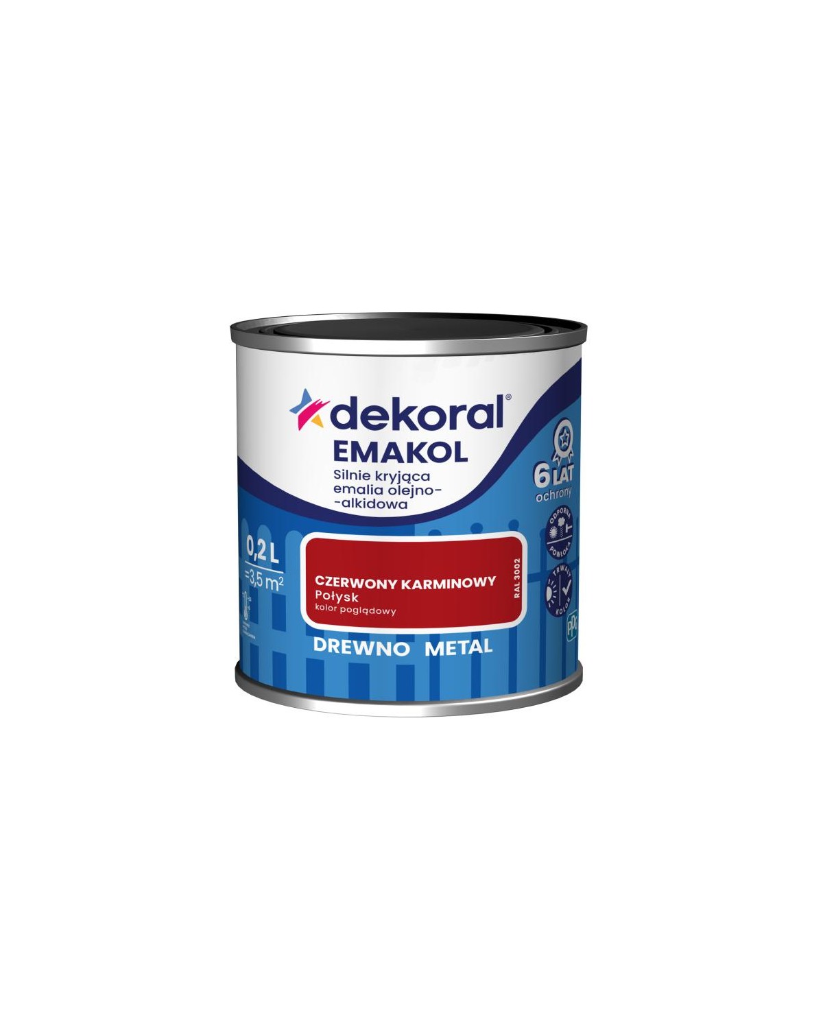 Emalia ftalowa Emakol Strong 0,2 L - Czerwony Karminowy DEKORAL Emalia ftalowa Emakol Strong 0,2 L - Czerwony Karminowy DEKORAL