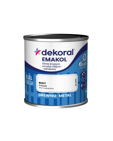 Emalia ftalowa Emakol Strong biały 0,2 L - DEKORAL Emalia ftalowa Emakol Strong biały 0,2 L - DEKORAL