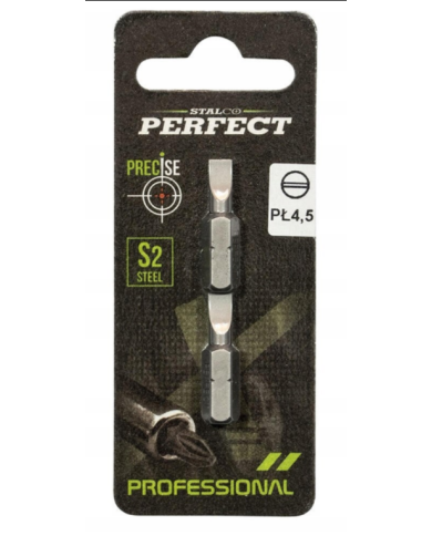 Końcówka bit 1/4" Płaska Stalco Perfect S-66386 - 2szt w blistrze Końcówka bit 1/4" Płaska Stalco Perfect S-66386 - 2szt w blistrze