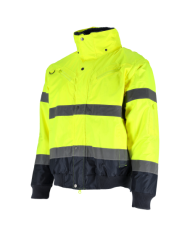Kurtka ocieplana męska S BOMBER 3in1 - żółta, ostrzegawcza