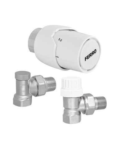 FERRO Zestaw termostatyczny kątowy GT20 z zaworem 1/2 - Kup teraz! FERRO Zestaw termostatyczny kątowy GT20 z zaworem 1/2 - Kup teraz!