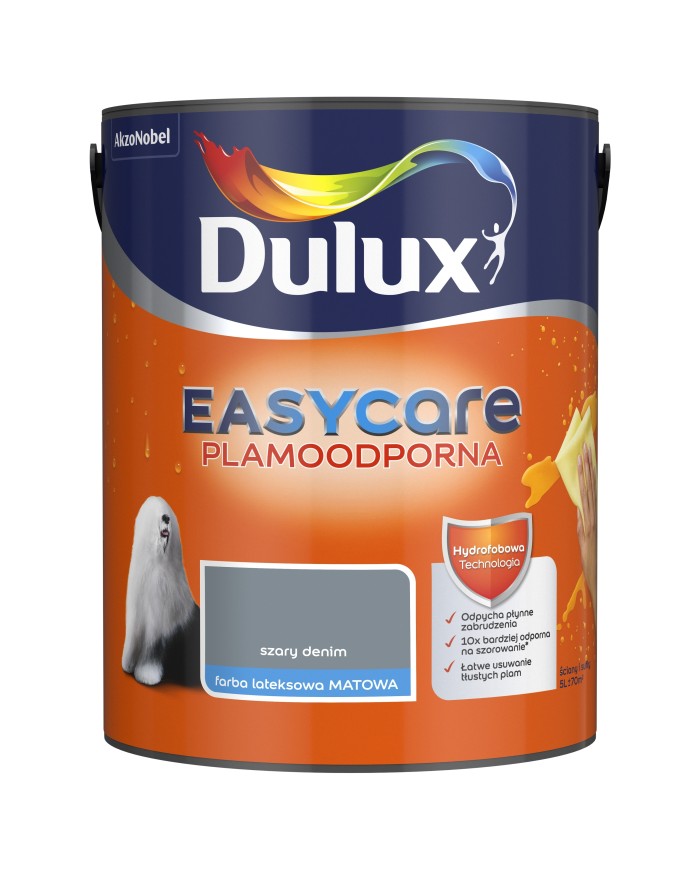 AKZO DULUX EASY CARE Szary Denim 5L - Farba do wnętrz