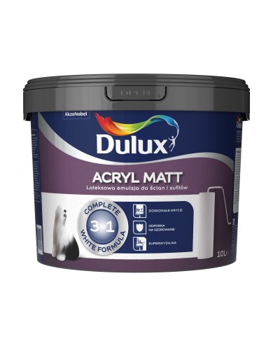 AKZO DULUX ACRYL MATT BIAŁA 10 L - Farba do wnętrz AKZO DULUX ACRYL MATT BIAŁA 10 L - Farba do wnętrz