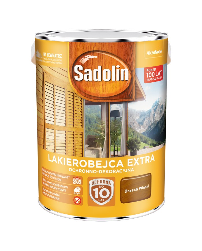 AKZO NB Sadolin Extra Orzech Włoski 5L - Wysokiej Jakości Lakier