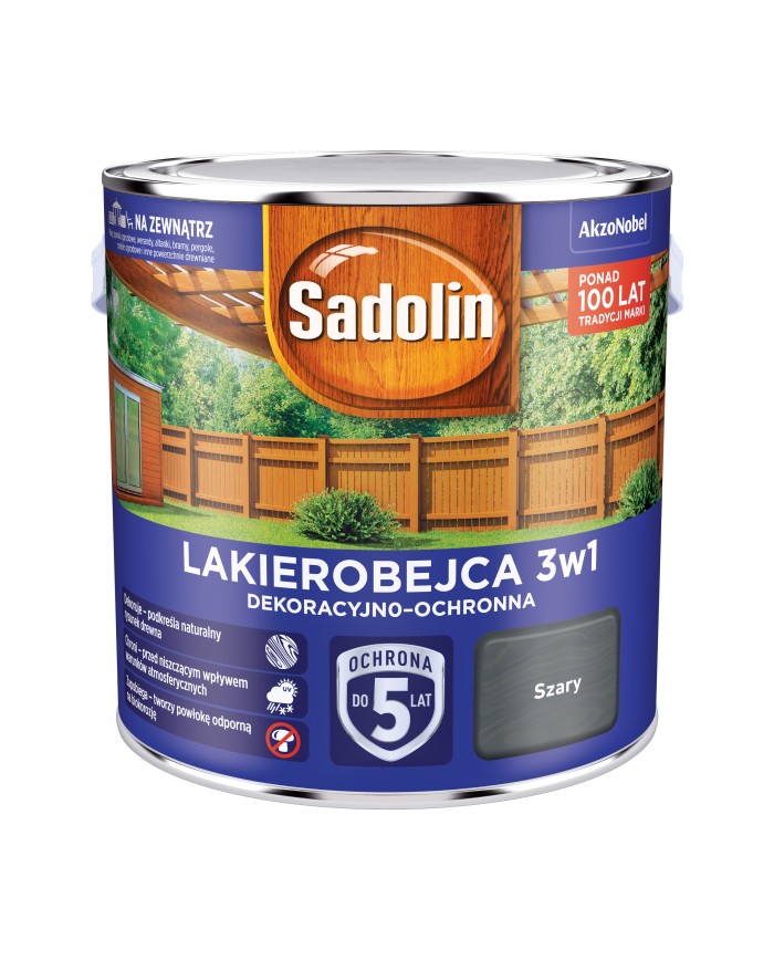 AKZO SADOLIN Lakierobejca 3w1 Szary 2,5L - Wysoka Jakość AKZO SADOLIN Lakierobejca 3w1 Szary 2,5L - Wysoka Jakość