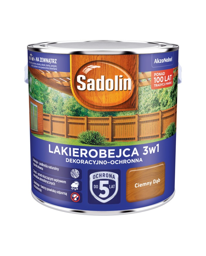 AKZO SADOLIN Lakierobejca 3w1 Ciemny Dąb 2,5 L - Najlepsza Jakość AKZO SADOLIN Lakierobejca 3w1 Ciemny Dąb 2,5 L - Najlepsza Jakość