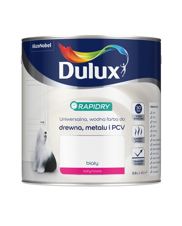 AKZO DULUX Rapidry F. do Drewna i Metalu 2,5L - Biały Satyn AKZO DULUX Rapidry F. do Drewna i Metalu 2,5L - Biały Satyn