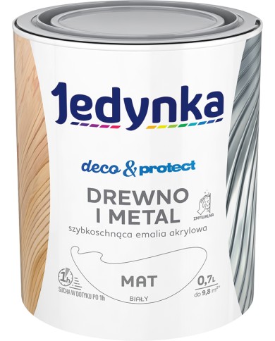 Jedynka Deco&Protect Drewno i Metal Mat Biały 0,7L - Najlepsza Farba Jedynka Deco&Protect Drewno i Metal Mat Biały 0,7L - Najlepsza Farba