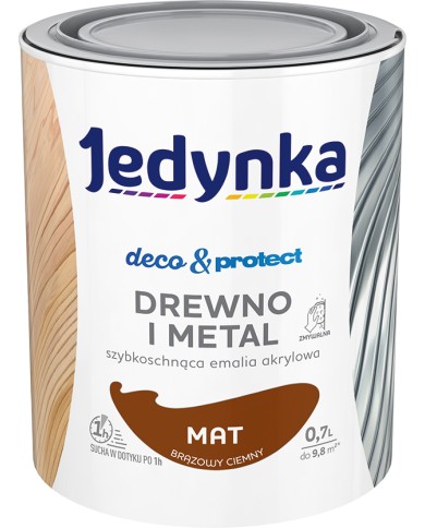 Jedynka Deco&Protect Drewno i Metal Mat Brązowy Ciemny 0,7L Jedynka Deco&Protect Drewno i Metal Mat Brązowy Ciemny 0,7L