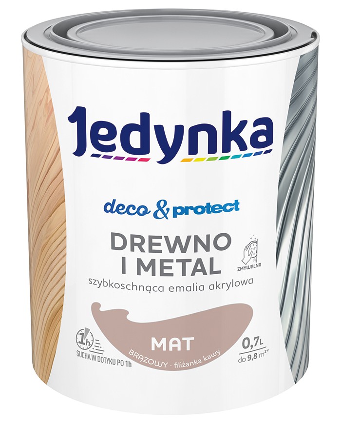 Jedynka Deco&Protect Drewno i Metal Mat Brązowy 0,7L - Wysoka Jakość Jedynka Deco&Protect Drewno i Metal Mat Brązowy 0,7L - Wysoka Jakość