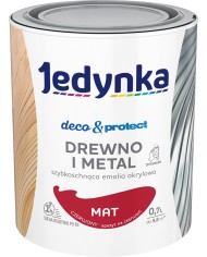 Jedynka Deco&Protect Drewno i Metal Mat Czerwony 0,7L - Farba Jedynka Deco&Protect Drewno i Metal Mat Czerwony 0,7L - Farba